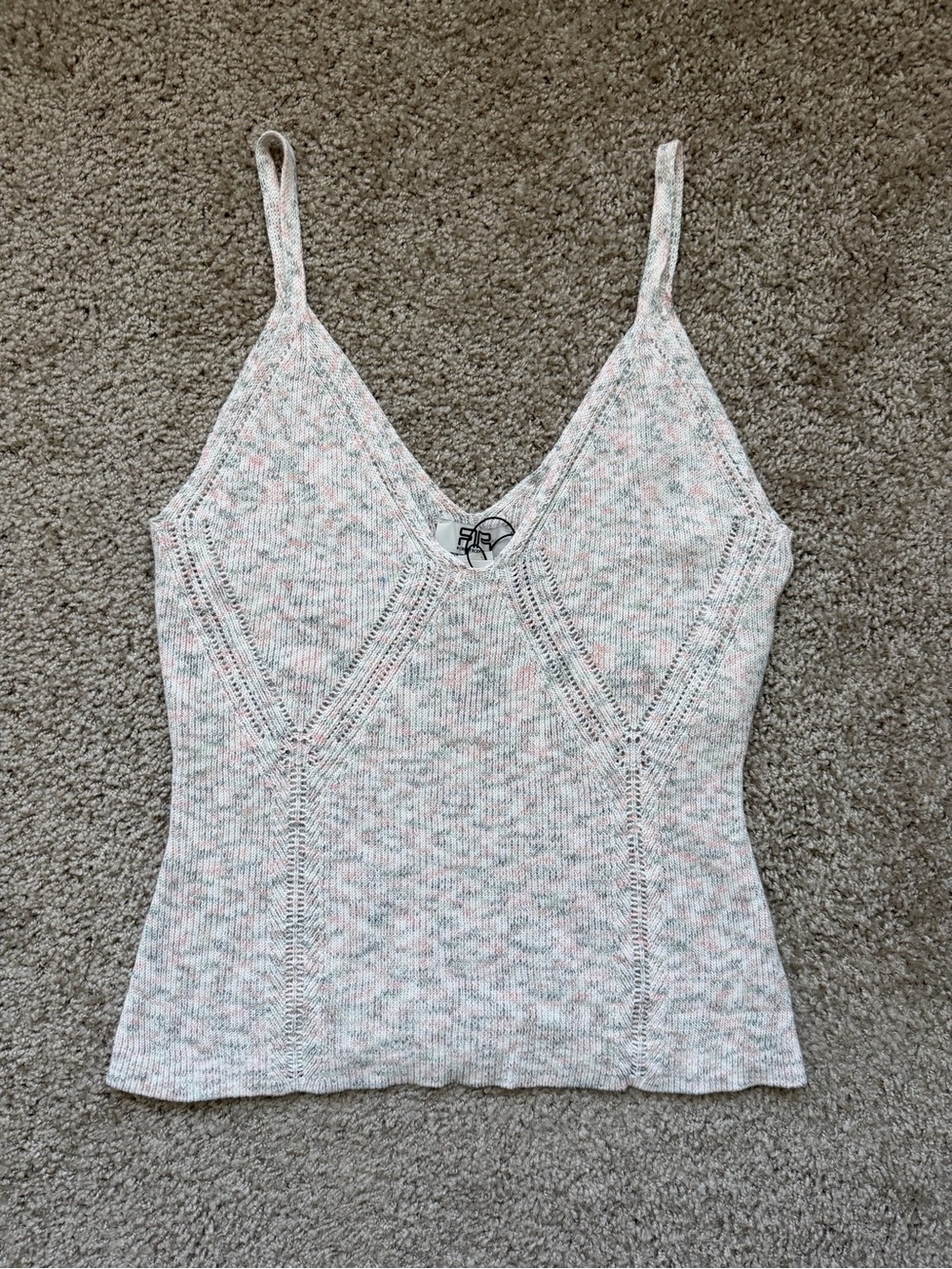 NWT Robert Rodriguez Space Dye Knit Cami Tank Top XL Pink Sage Pointelle Cotton
